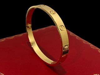 Cartier 18K Yellow Gold Love Bracelet Size 18
