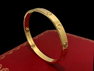 Cartier 18K Yellow Gold Love Bracelet Size 19