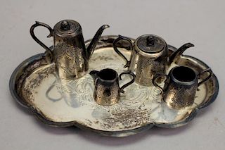 Miniature English Sterling Silver Tea Set w/ Tray