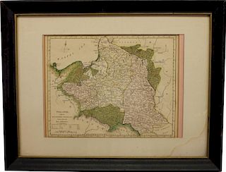 Framed Antique Polish Map