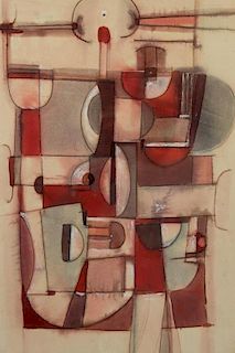 20th C. Signed Abstract Watercolor