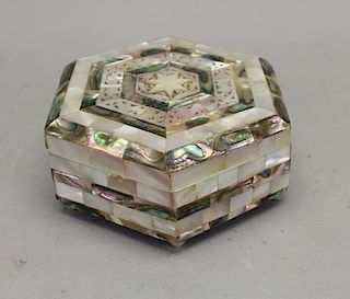 Mother of Pearl Carved Inlaid Jewelry Box
