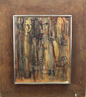 Clark, Signed 20th C. Figural Abstract Painting