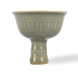 Chinese Longquan Celadon Stem Bowl, Yuan Dynasty