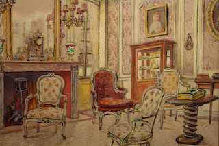 Signed 19th C. Elegant French Interior Scene