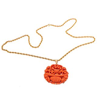 Gump's Coral, 14k Pendant with Chain