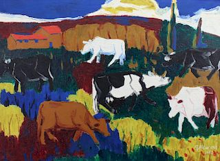 Macera 1962, Signed Abstract Pastoral Scene