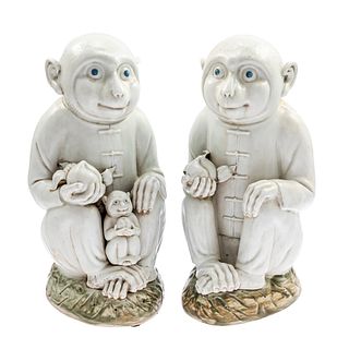 Pair of Asian Ceramic Figures of Monkeys