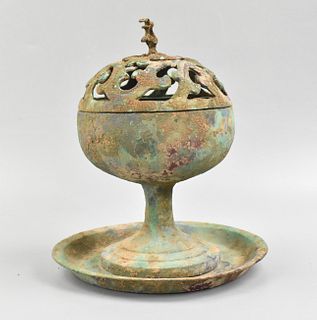 Chinese Bronze Cast Incense Burner, Han Dynasty