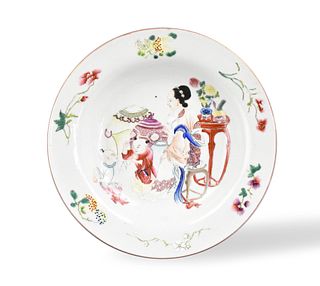 Chinese Export Famille Rose Dish w/ Figure,18th C.