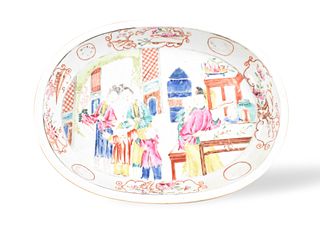 Chinese Canton Enameled Tray w/ FIgures, 18th C.