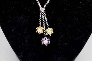 18k White Gold/Precious Stone Necklace