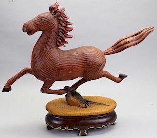 Chinese Woven Horse on Stand