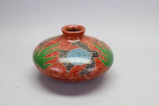 Sea Turtle Motif Vase