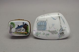 (2) Ceramic Painted Smal Containers
