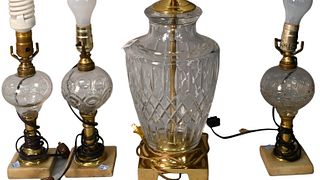 Four Glass and Bronze Lamps