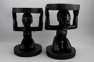 Carved Figural Ashanti Stools
