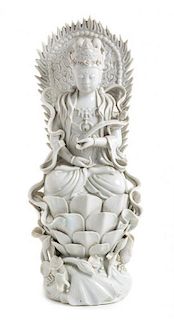 A Blanc-de-Chine Porcelain Figure of Guanyin Height 14 1/2 inches.