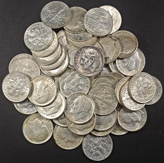 (50) MIXED DATE SILVER ROOSEVELT DIMES