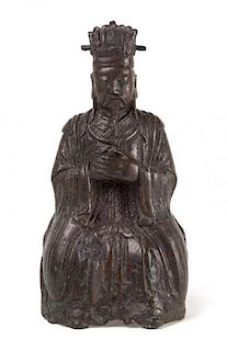 A Bronze Figure of a Daoist Immortal Height 6 5/8 inches.