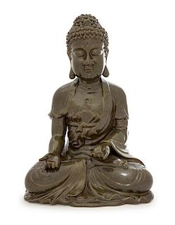 A Bronze Figure of Buddha Height 17 3/4 inches.