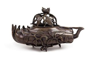 A Bronze Censer Height 6 3/4 inches.