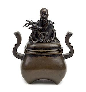 A Bronze Incense Burner Height 7 inches.