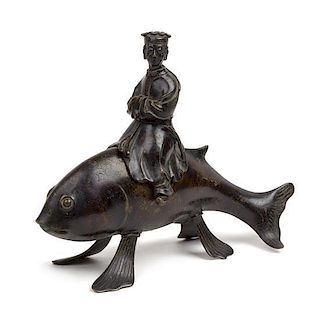 A Bronze Incense Burner Height 8 1/4 inches.