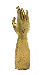 A Gilt Bronze Buddha's Hand Length 11 1/2 inches.