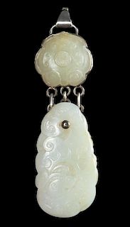 Two Carved Jade Pendants Length of larger 2 1/4 inches.