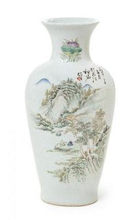 A Qianjiang Enameled Porcelain Vase Height 8 1/4 inches.