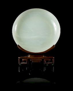 * A Pale Celadon Jade Circular Dish Diameter 5 1/8 inches.
