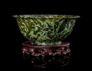 A Spinach Jade Bowl Diameter 8 1/8 inches.