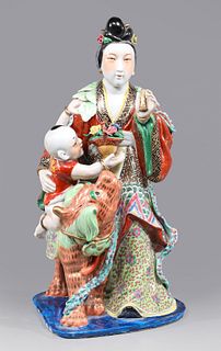 Large Chinese Enameled Porcelain Figural Grouping