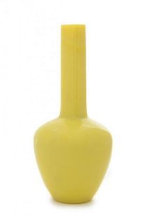A Yellow Peking Glass Bottle Vase Height 9 1/8 inches.