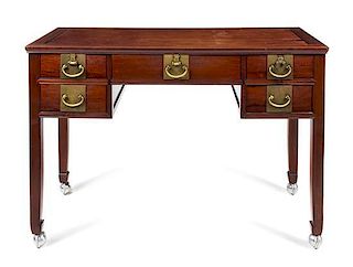 A Chinese Hardwood Writing Desk Height 33 3/4 x width 48 x depth 24 inches.