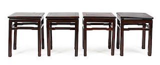 A Set of Four Chinese Rosewood Chairs Height of each 20 x width 16 x depth 12 1/4 inches.