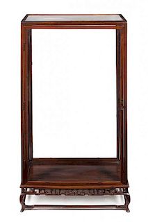 A Chinese Rosewood Display Case Height 31 1/2 x width 31 1/2 x depth 13 1/4 inches.