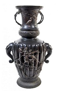 A Massive Bronze Vase Height 38 1/2 inches.
