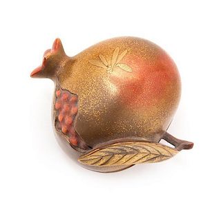 A Lacquer Pomegranate-Form Covered Box Length 2 1/4 inches.