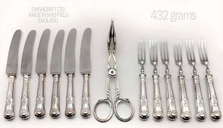 Set Of Thirteen 19th C. Silver Pastry Server Set, Made In Sheffield, England (432 grams)