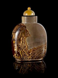 An Agate Snuff Bottle Height 3 1/2 inches.
