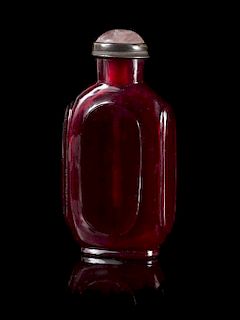 A Ruby Red Glass Snuff Bottle Height 2 7/8 inches.