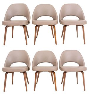Saarinen Knoll Series 71 Wood Legged Chairs, 6