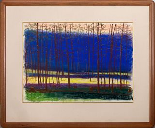 Wolf Kahn "Slender Pines" Pastel on Paper