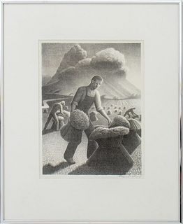 Grant Wood "Approaching Storm" Lithograph, 1940