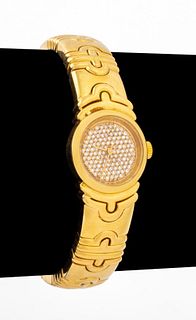 Bulgari Style Diamond & 18K Gold Watch