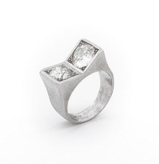 Vintage Platinum Diamond 2.80 Cttw. Two Stone Ring