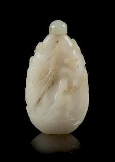 A White Jade Snuff Bottle Height 3 1/8 inches.
