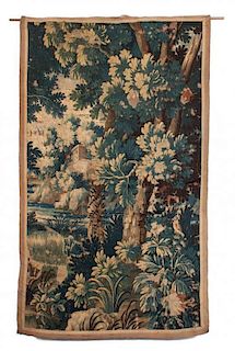 A Flemish Verdure Tapestry Panel Height 77 x width 47 inches.